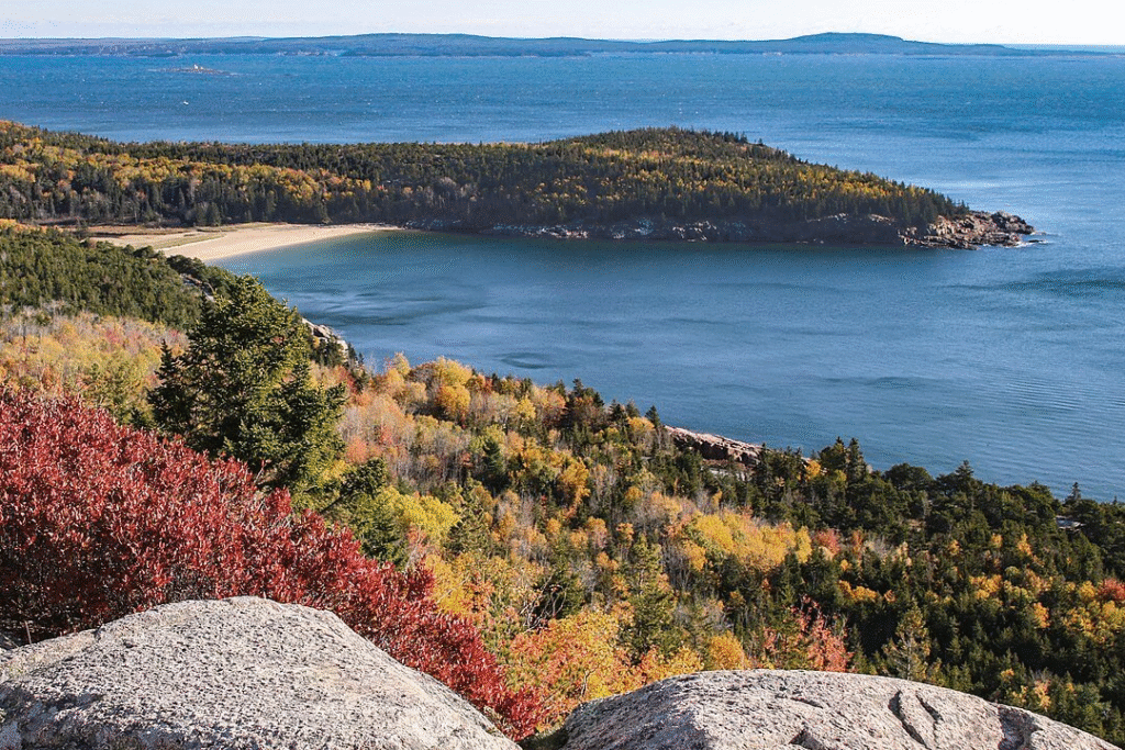 Sunrise view from Cadillac Mountain in Acadia National Park.